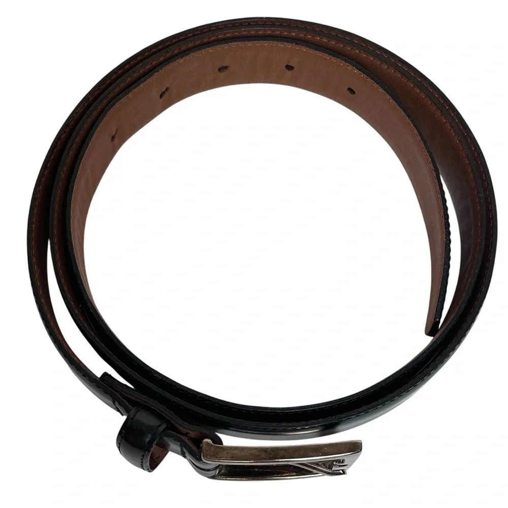 Brooks Brothers Black Leather Dress Belt 42” Italy Smooth Gold Buckle